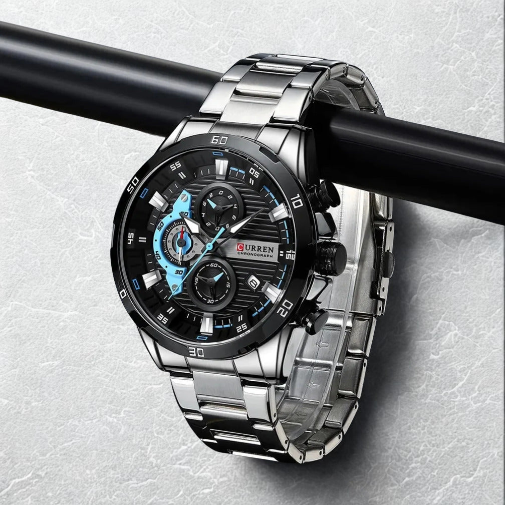 ⭐️⭐️⭐️⭐️(4,8) CURREN 8402 Chronographe Acier – Puissance & Style Moderne