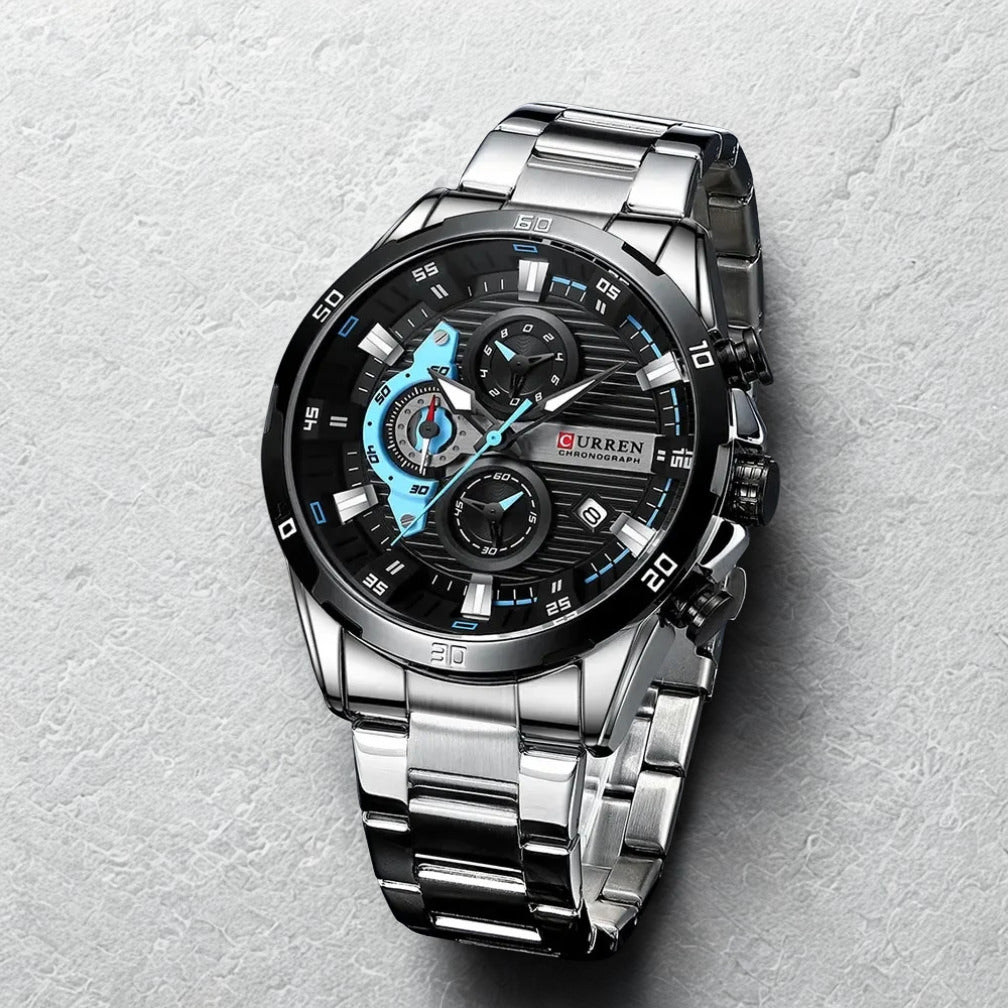 ⭐️⭐️⭐️⭐️(4,8) CURREN 8402 Chronographe Acier – Puissance & Style Moderne