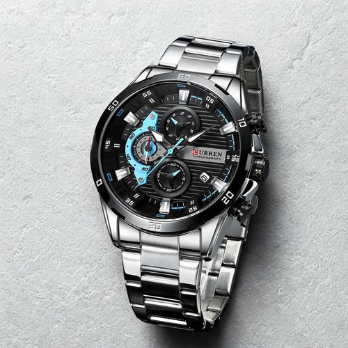 ⭐️⭐️⭐️⭐️(4,8) CURREN 8402 Chronographe Acier – Puissance & Style Moderne